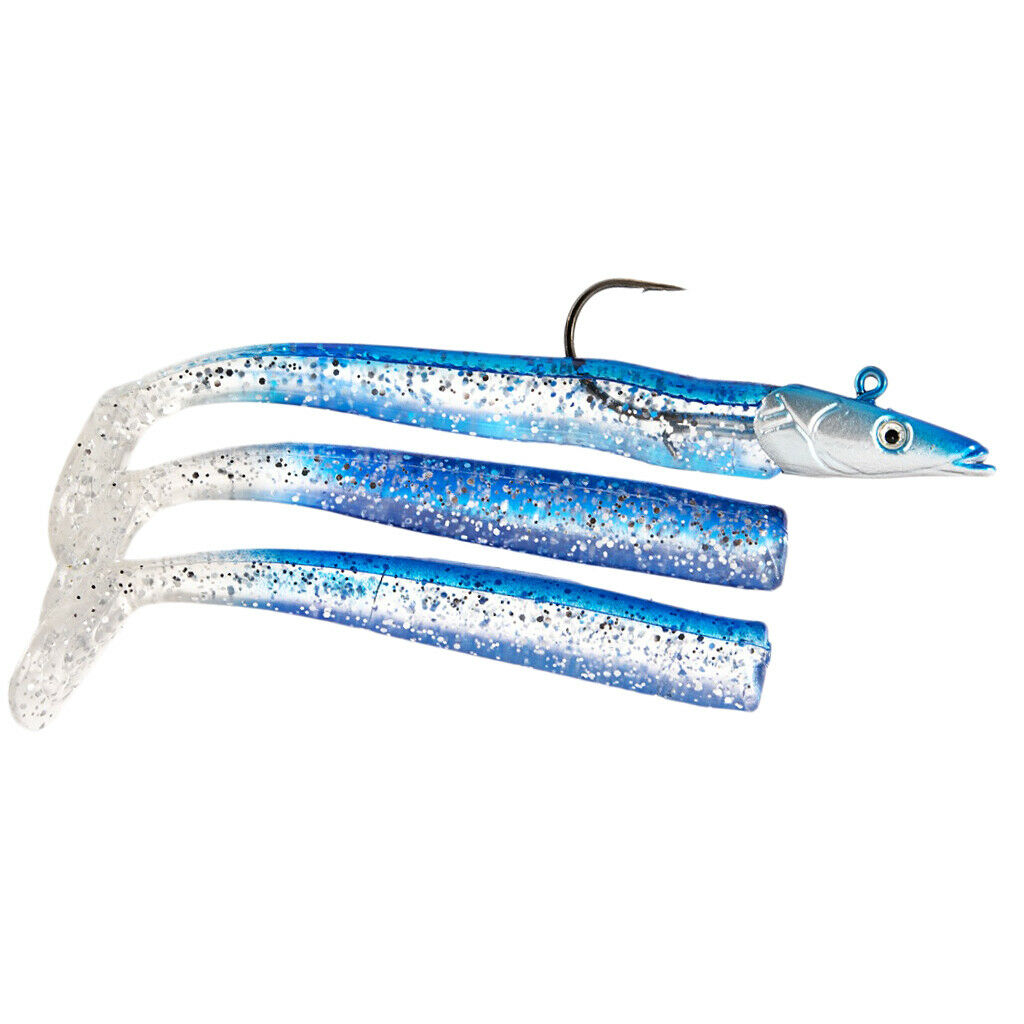 Bait Fishing Lures 22g Jigging Lead Head Jig Fish T Tail Sea Bass Blue
