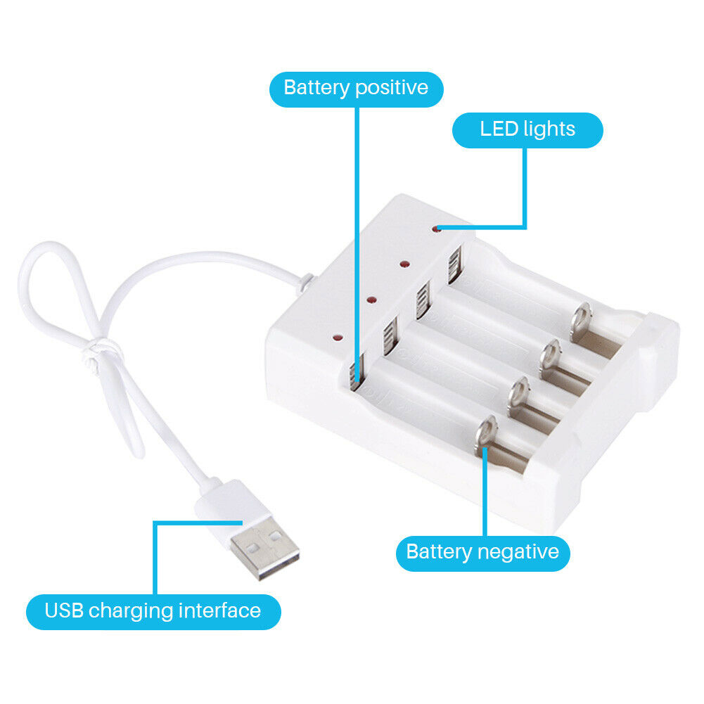 USB 4 Slots Fast Charging Battery Charger AAA / AA Rechargeable Battery Station