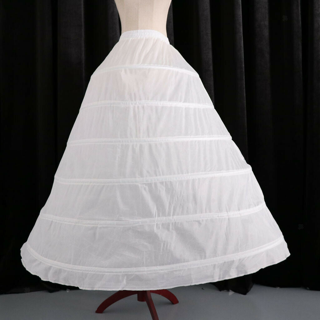 Womens 6 Hoops Skirt Crinoline Petticoats Slips Floor Length for Bridal Gown