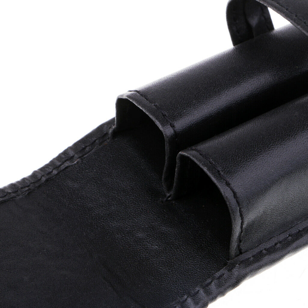 ２ Slots Pencil Bag Leather Case Sleeve Pouch Black School Supplies