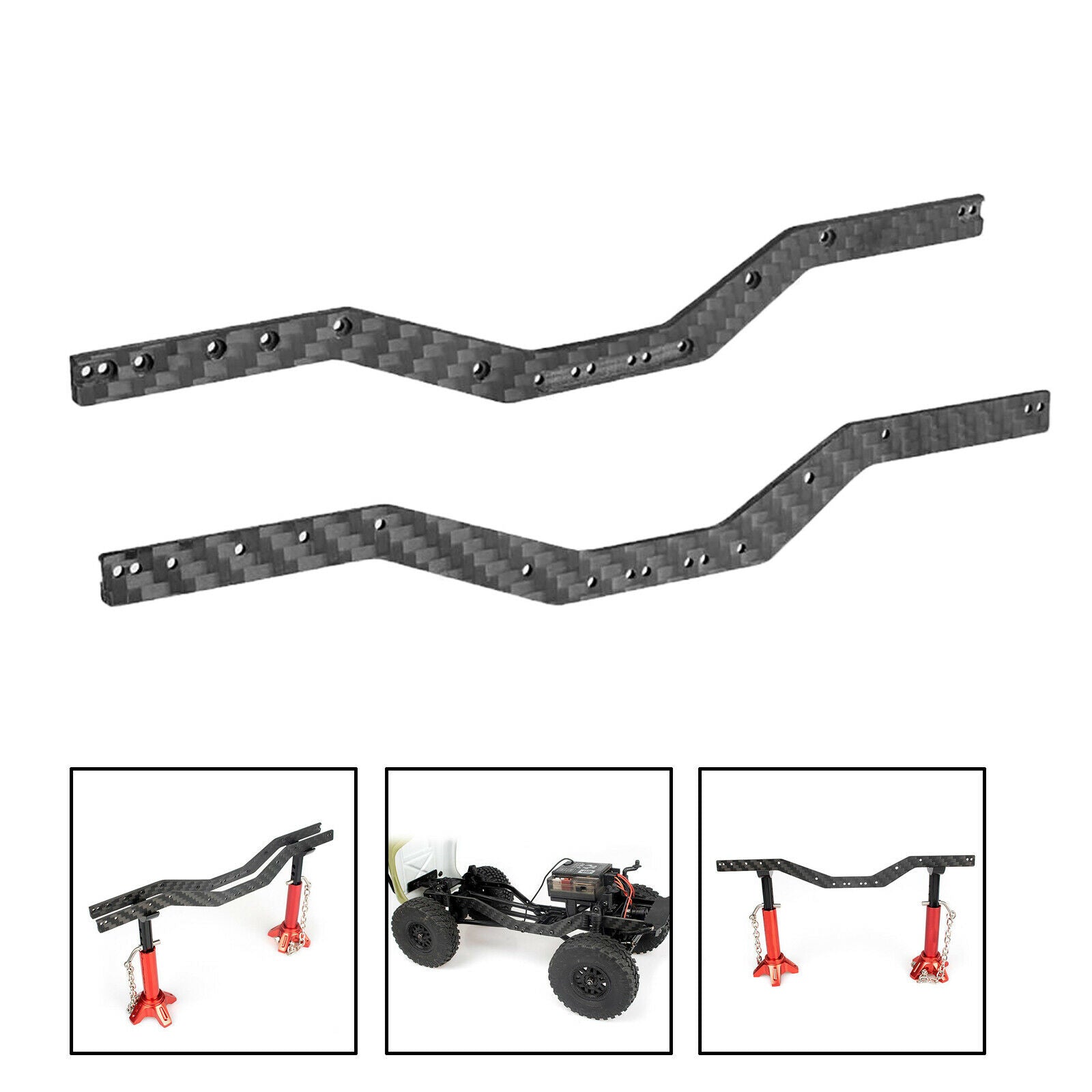 Carbon Fiber Chassis Frame Rails Set for Axial SCX24 90081 1/24 RC Rock Car