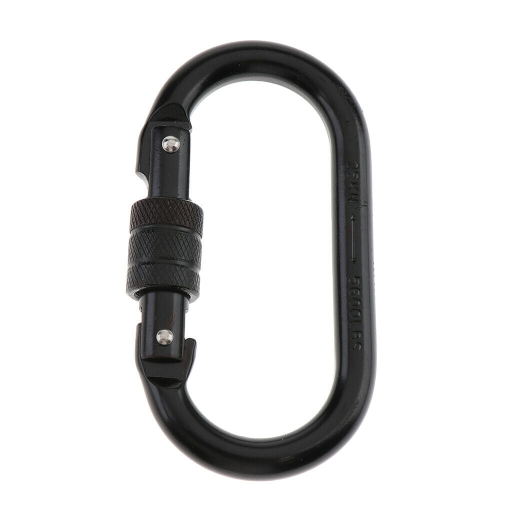 25KN Oval Steel Climbing Screw Lock Carabiner For Rock Tree Climbing Rappelling