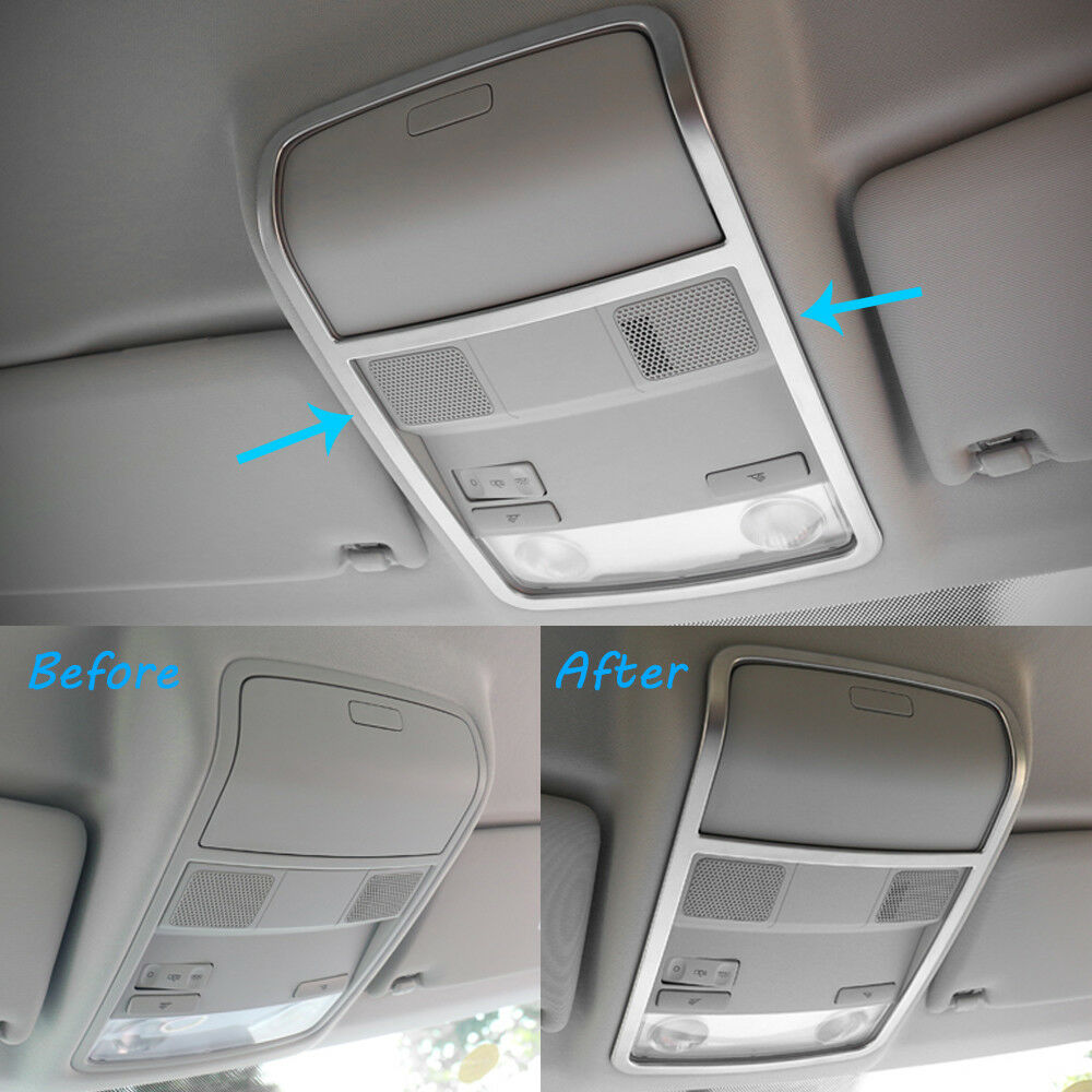 Stainless Steel  Front Reading Lamp Cover Frame Trim Fit For  Tiguan 2010-2014