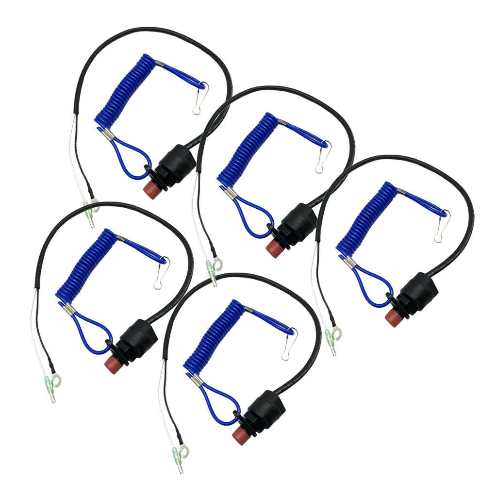 5Pcs Universal Boat Kill Stop Switch & Safety Tether Lanyard for Yamaha 12V