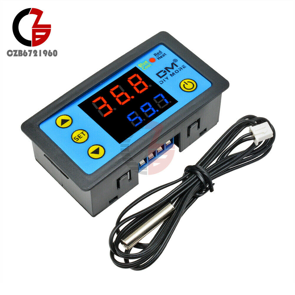 W3231 DC24V Dual Display LCD Red+Blue Digital Thermostat Temperature Controller