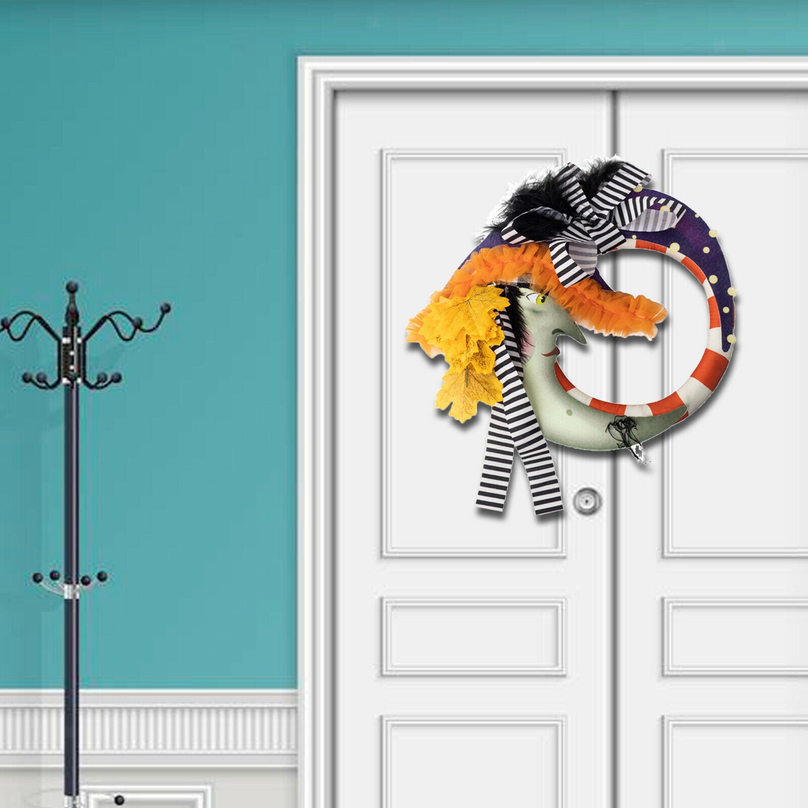 Artificial Wreath,Witch Moon Wreath Happy Halloween Halloween Party for Home