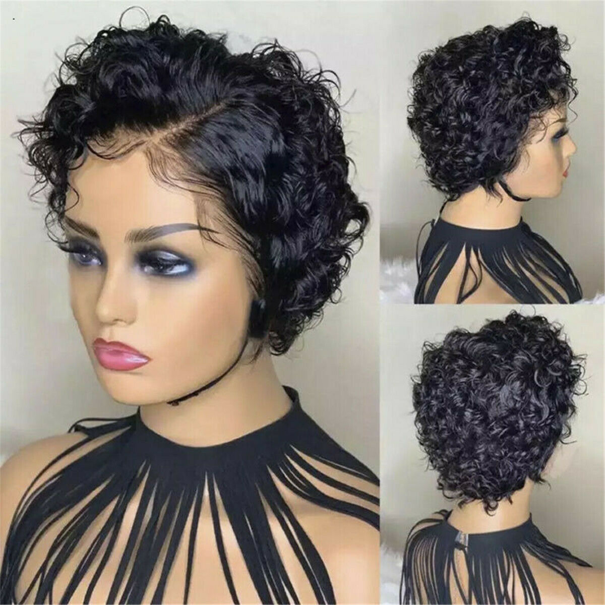 Women Short Curly Wig Twist Wig Human Hair Wigs One Size For Role Plays Daily