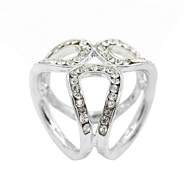 2 Pieces  Elegant Women Lady Rhinstone Crystal Silk Scarf Buckle Ring Holder