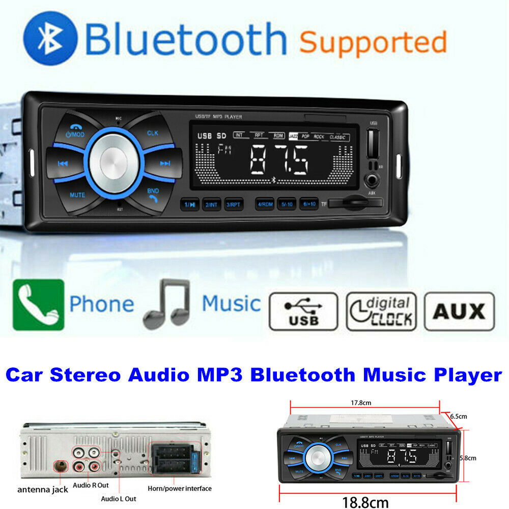 1 Din Car MP3 Bluetooth Music Player FM Radio Audio U Disk SD Card AUX Function