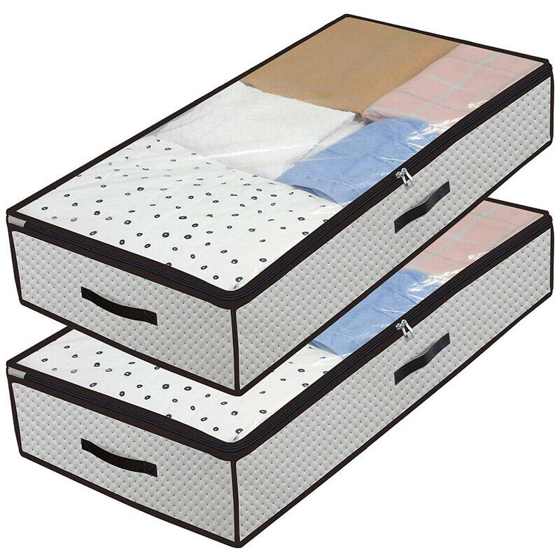 Underbed Storage Bags Large - Set of 2 Blanket Clothes Organizer Container ComN7