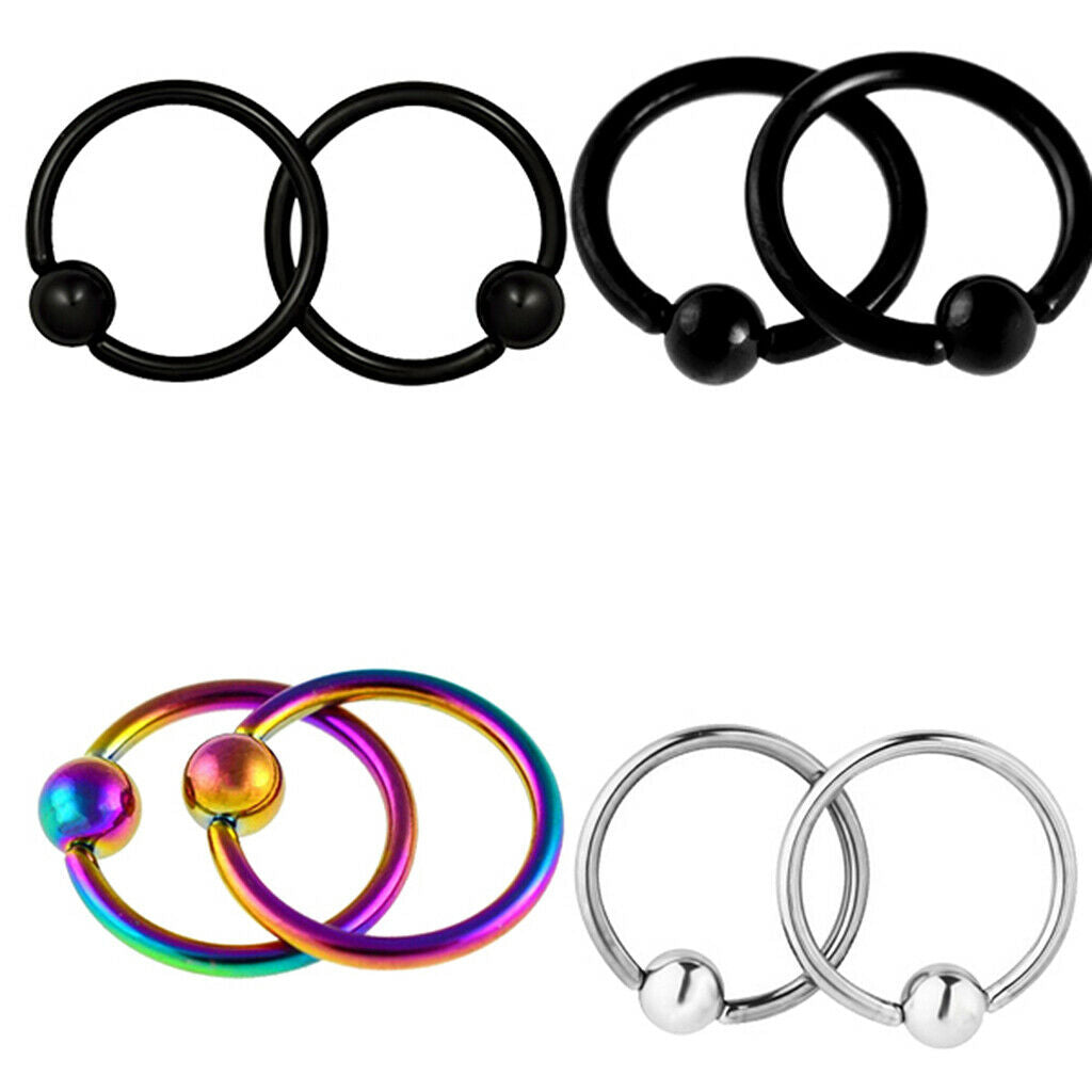 4 Pairs Captive Bead Closure 16g Nose Ear Helix Tragus Lip Ring Jewelry