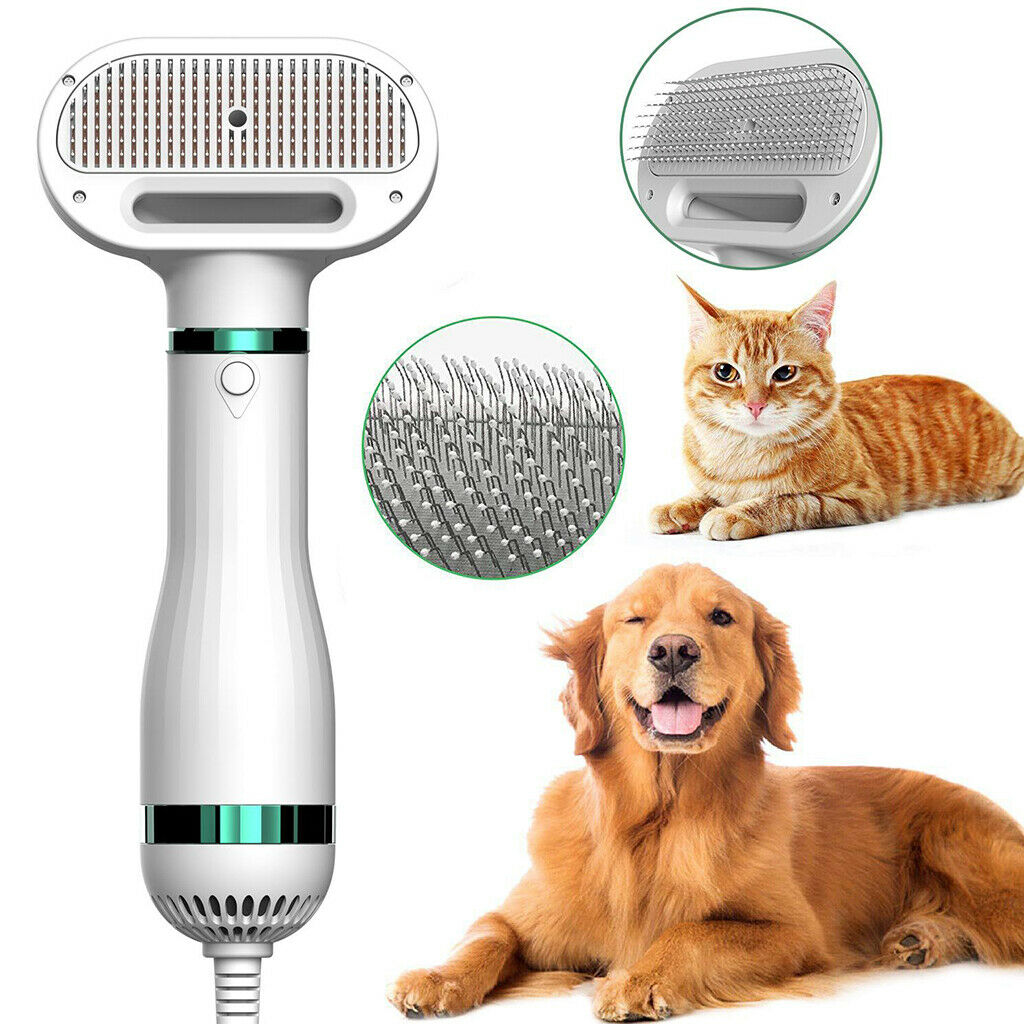 3-Wind Pet Hair Dryer 2 In 1 Pet Grooming Brush Dog Cat Keep Soft Neat UK Plug