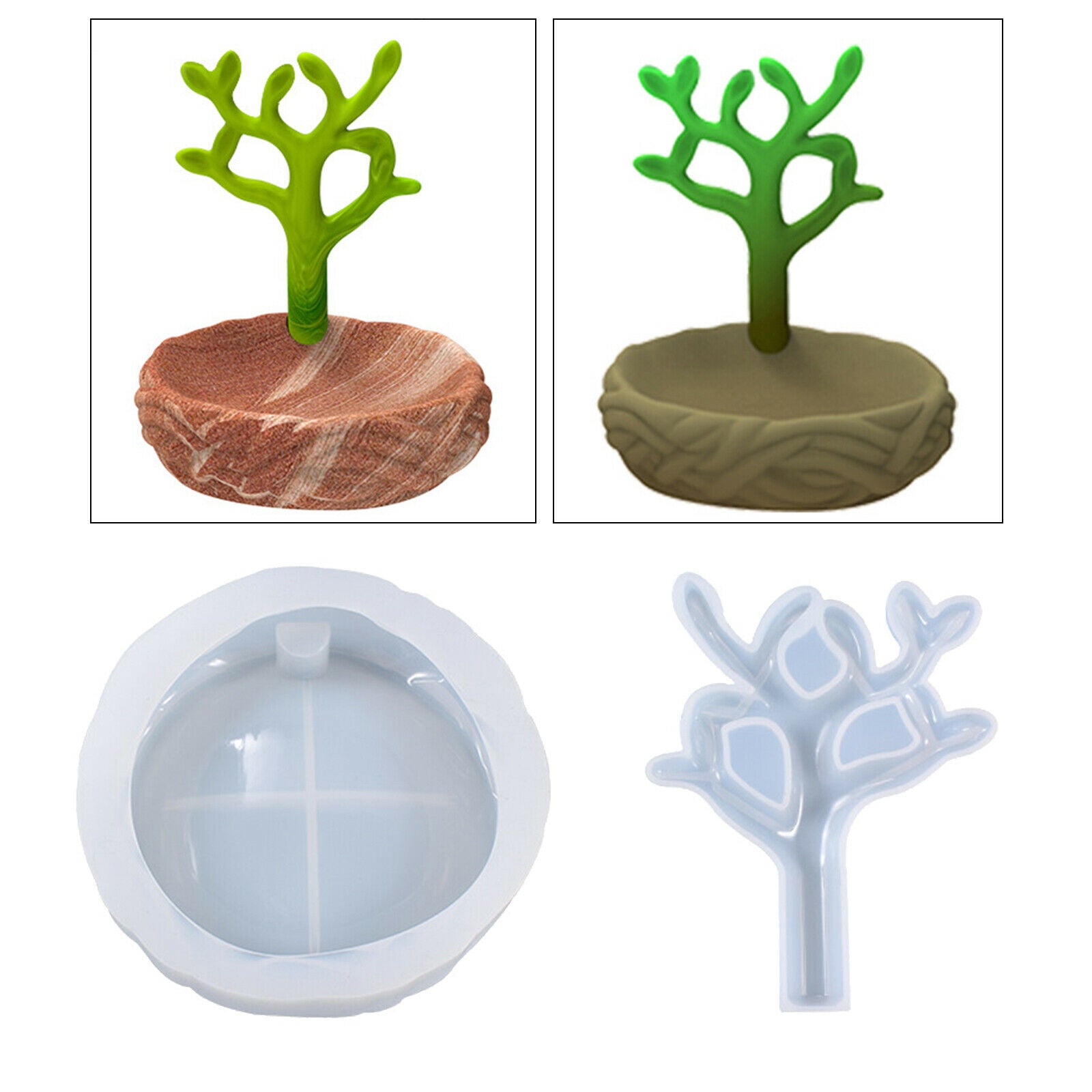 Silicone Jewellery Storage Box Mold Casting Moulds w/ Tree Mold DIY Crafts