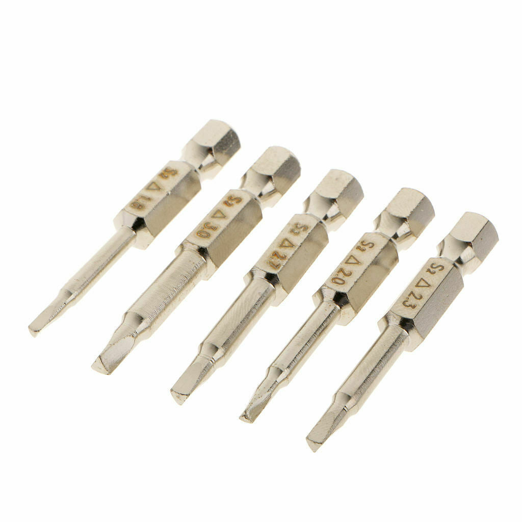 Set of 5 Pieces 1/4'' Hex Shank 50mm Magnetic Triangle Head Screwdriver Bits S2