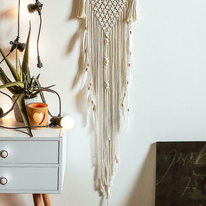 Moon Macrame Tapestry Boho Cotton Rope Woven Dream Catcher Farmhouse Wall Decor