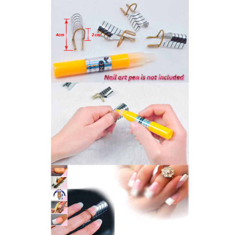 10Pcs Reusable UV Gel Acrylic French Tips Nail Art Extension Guide Form Tools`