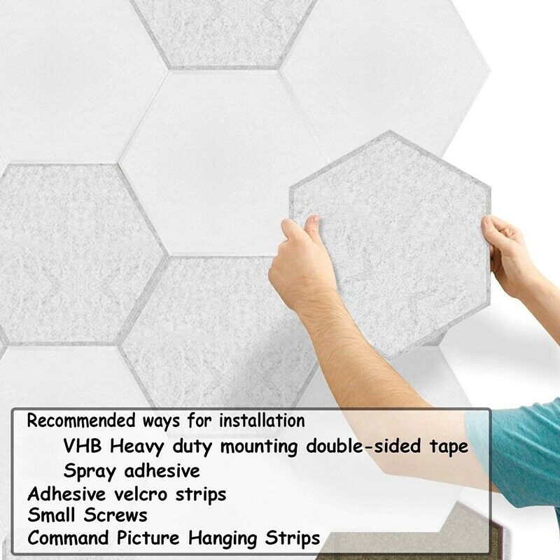 12 Pcs Hexagon Acoustic Panels Beveled Edge Sound Proof Foam Panels,Sound PrU6X4