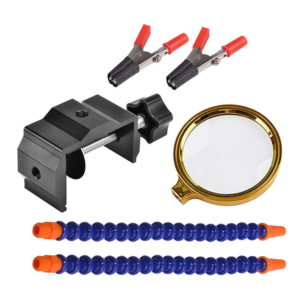 2 Arms Soldering Stations Desk Clamp Set w/ Alloy Base w/ Magnifying Lens