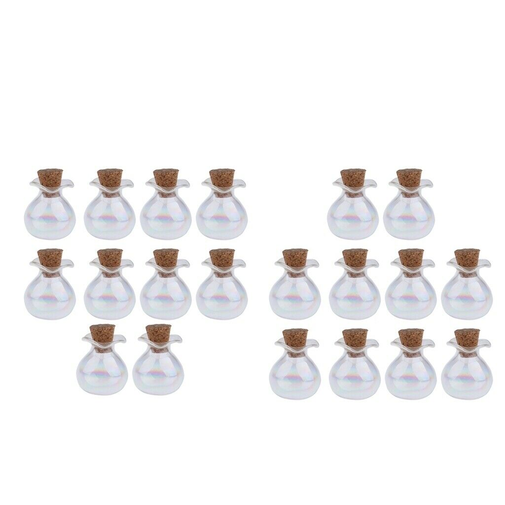 20x Mini Colorful Glass Bottles Jars with Cork Stopper Art Crafts Wedding