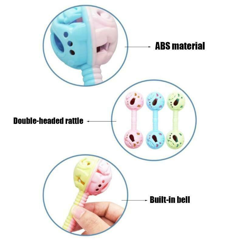 3 Pcs Double Head Baby Rattles Hands Shake Bell Toys Double-headed Rattle Shaker