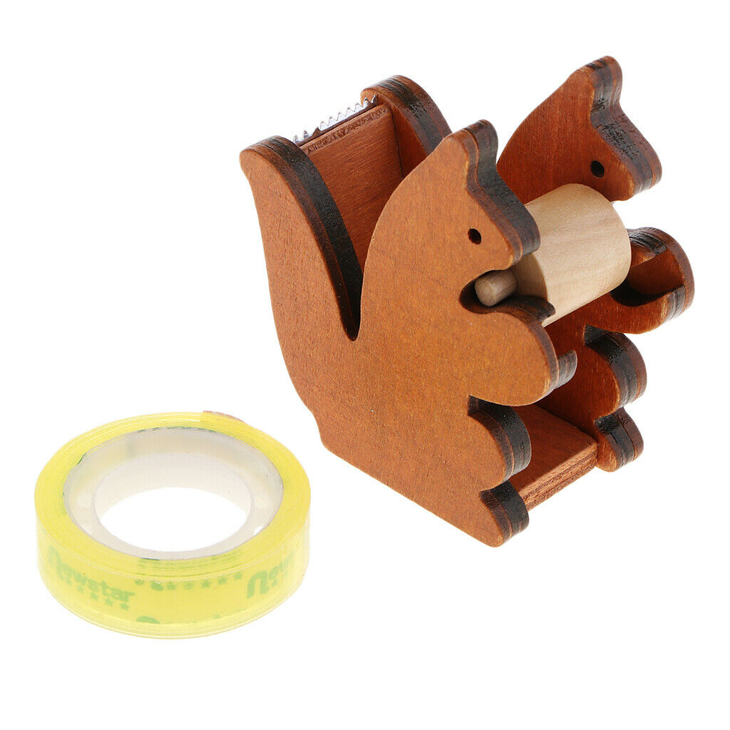 Wooden Squirrel Table Dispenser Tape Dispenser Cutter Adhesive Tape Dispenser