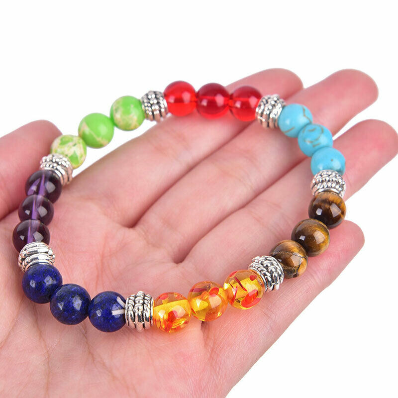 New Fashion Colorful Stone Beads Chakra Bracelet for Women Men Yoga Jewel.l8
