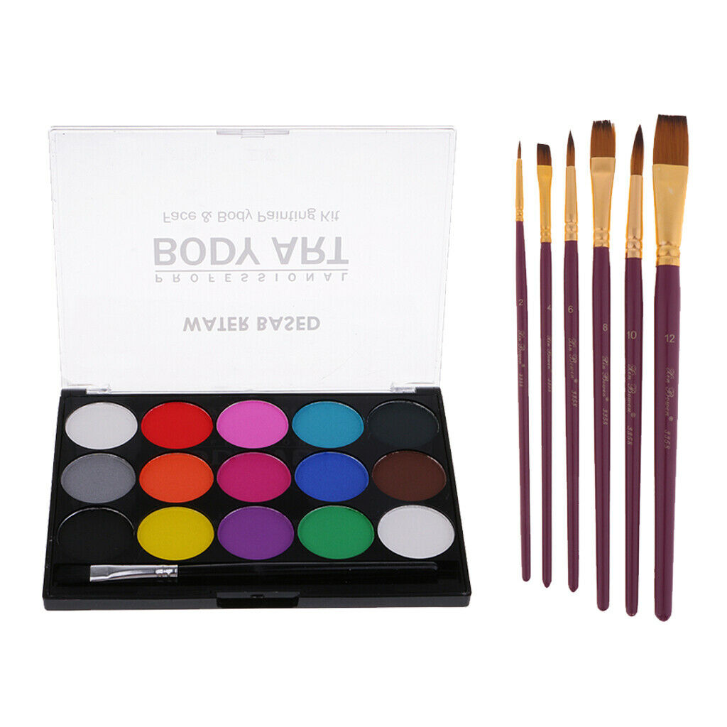 15-Colors Kids Face Body Paint Pigments Brushes Sets For Art Crafts Drawing