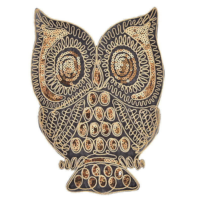 Owl Sequined Embroidered Patches Iron on Applique Animal Bird Fabric Stick.l8