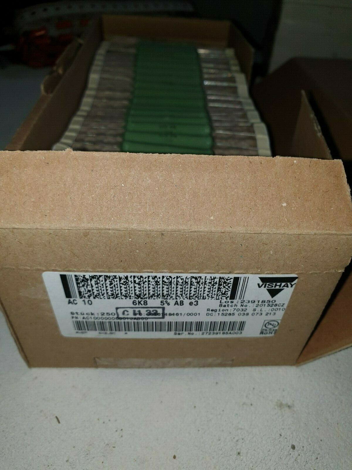 25pcs VISHAY AC10 6K8 6800ohm 10W 5% non Flammeable W.W TUBE AMP RESISTORS!ROHS