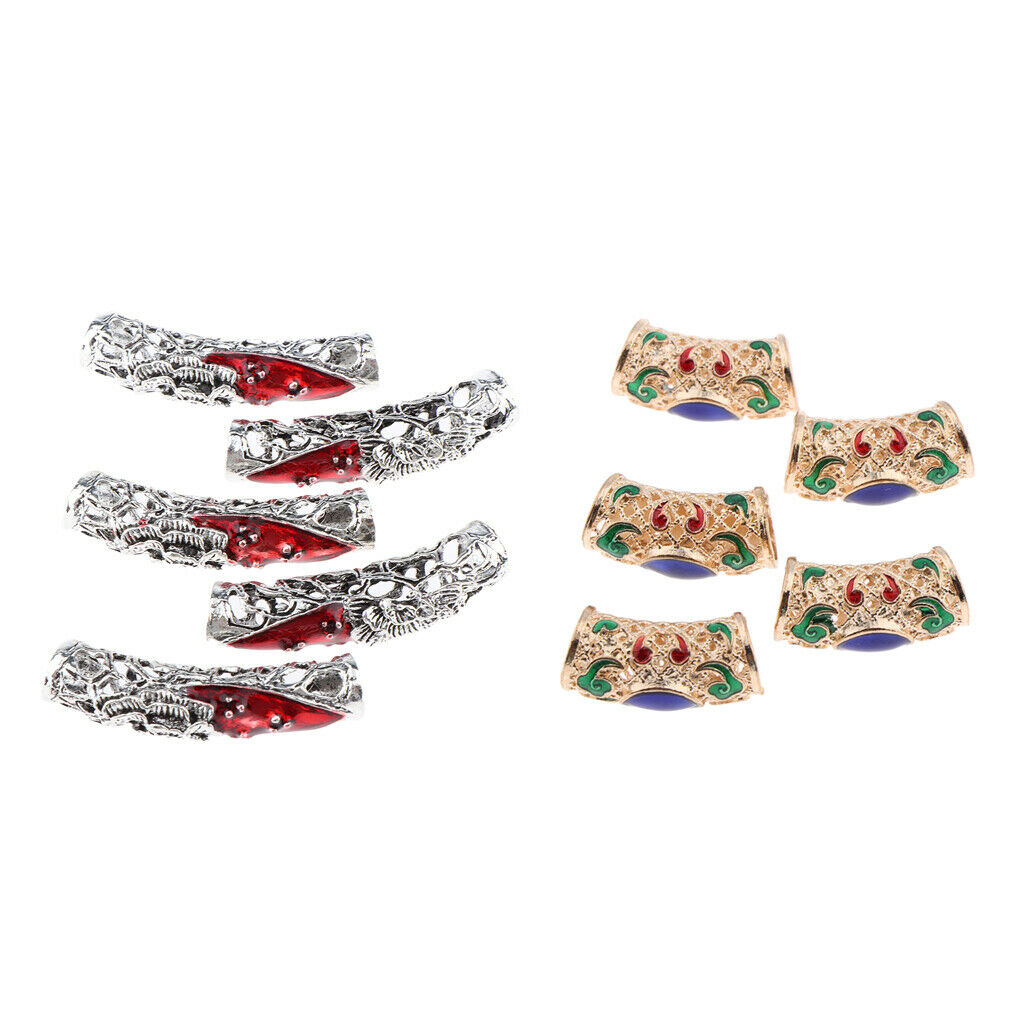 10 Pieces Hair Extension Beads Dreadlock Braiding Tubes DIY Jewelry Found Pieces