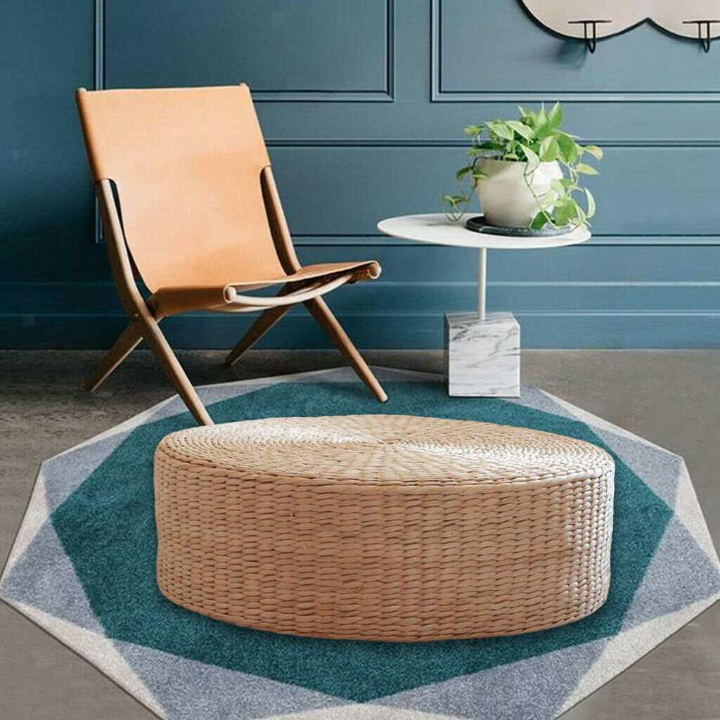 Round Natural Straw Floor Cushion Tatami Mat Patio Seat Pillow Flat Mat
