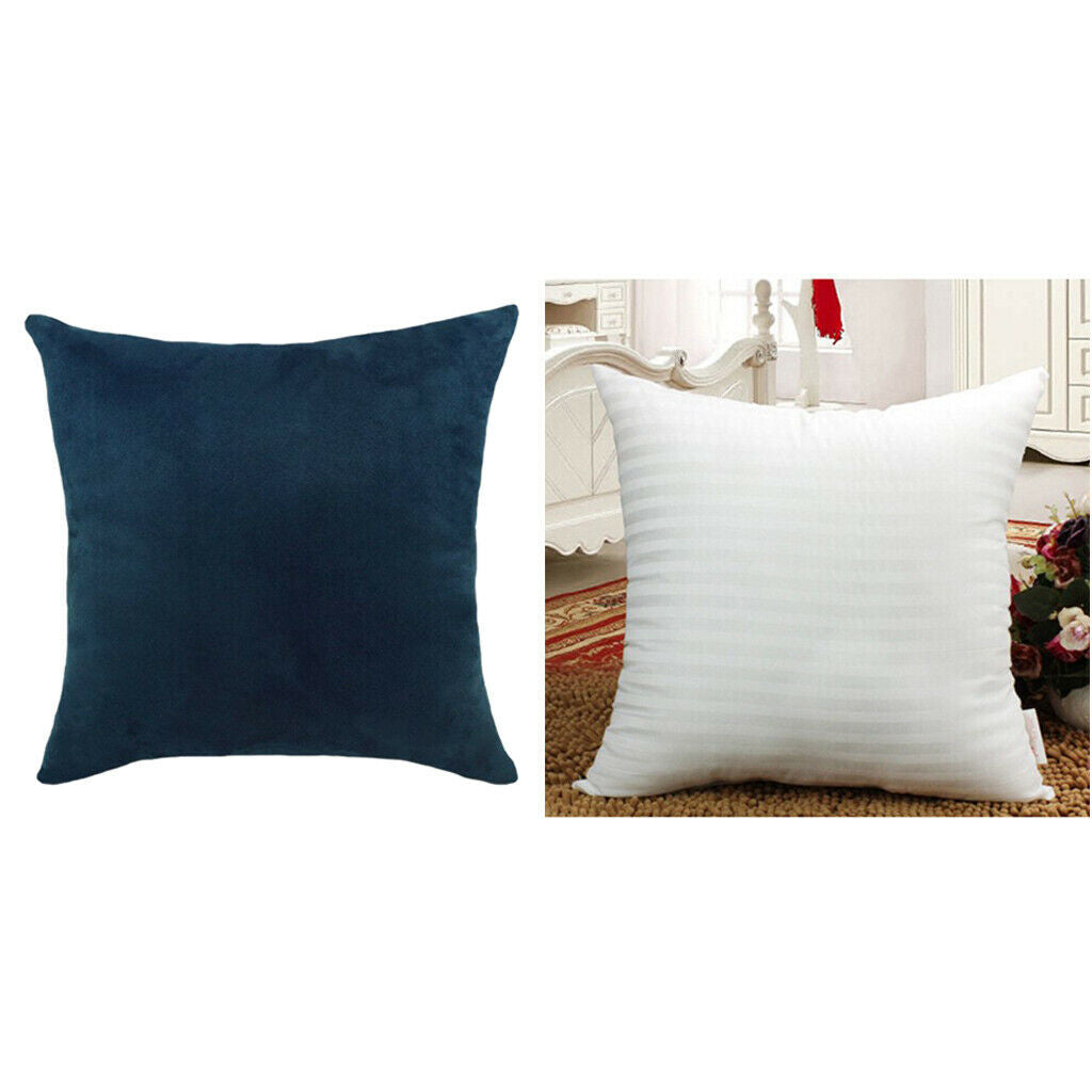 Decorative Throw Pillow Covers -Soft Velvet Dark Blue Color Suede Pillow
