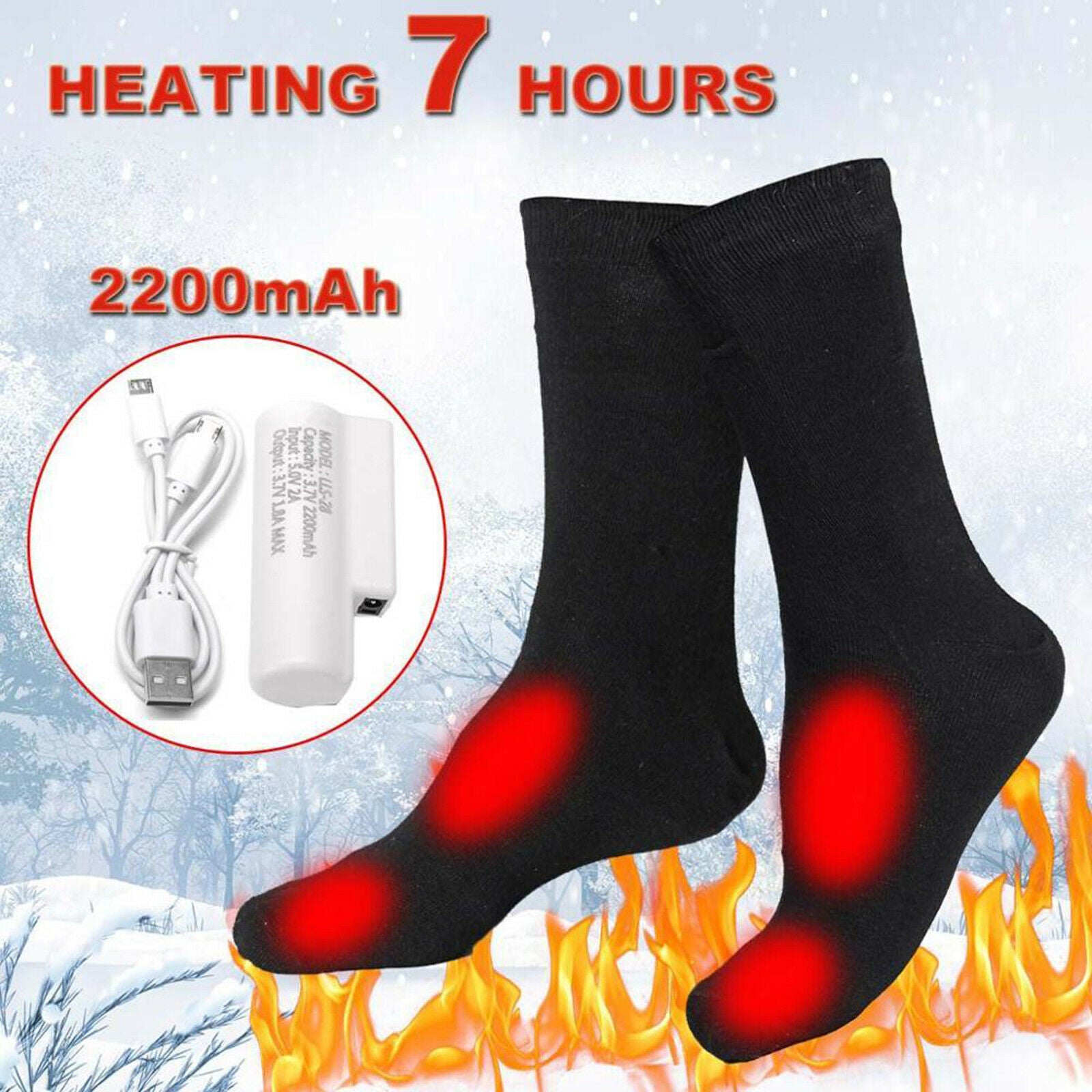 Electric Heated Winter  Socks Rechargeable Battery Powered Winter Long Socks