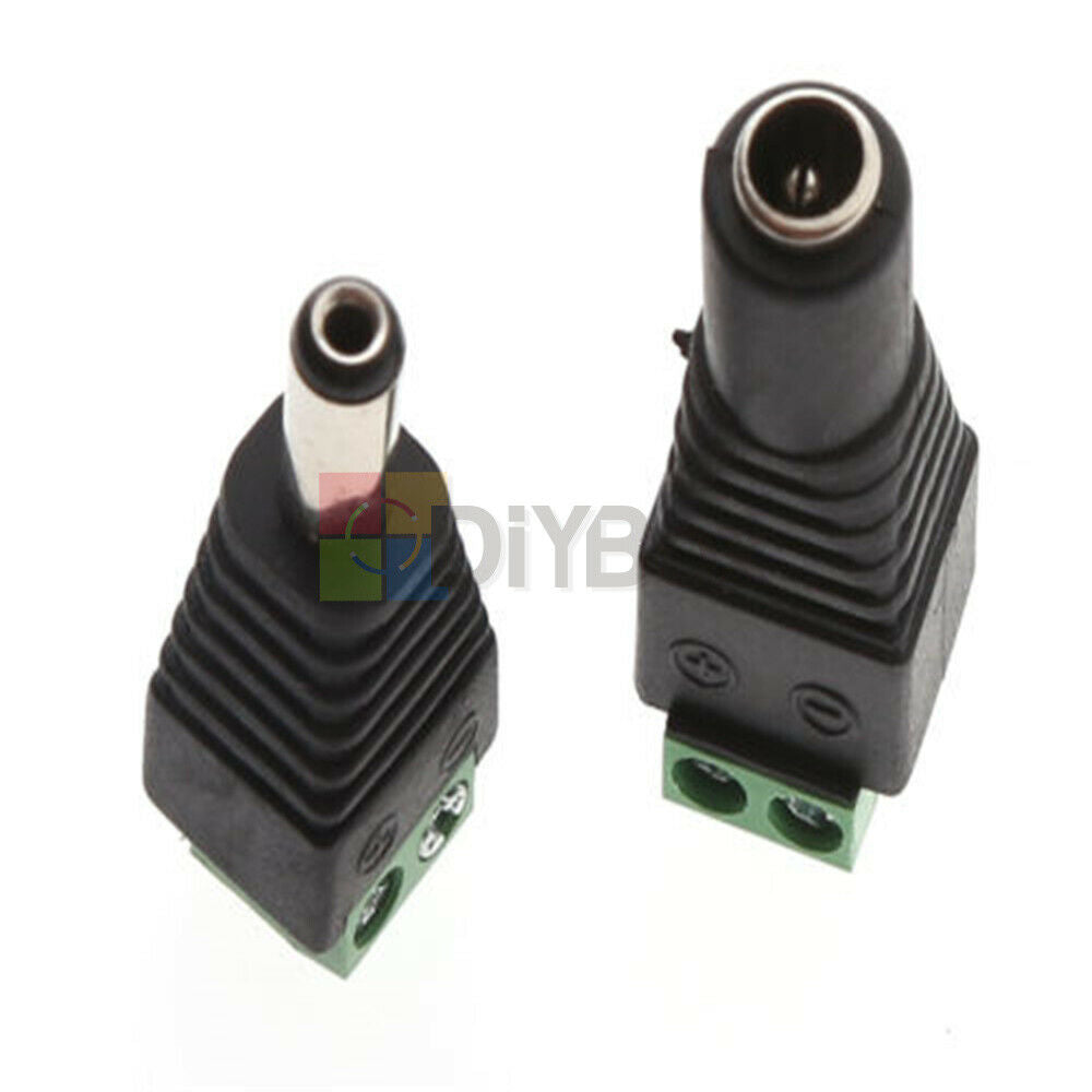 5 Pairs Male and Female 2.1x5.5mm DC Power Plug Jack Adapter Connector For CCTV