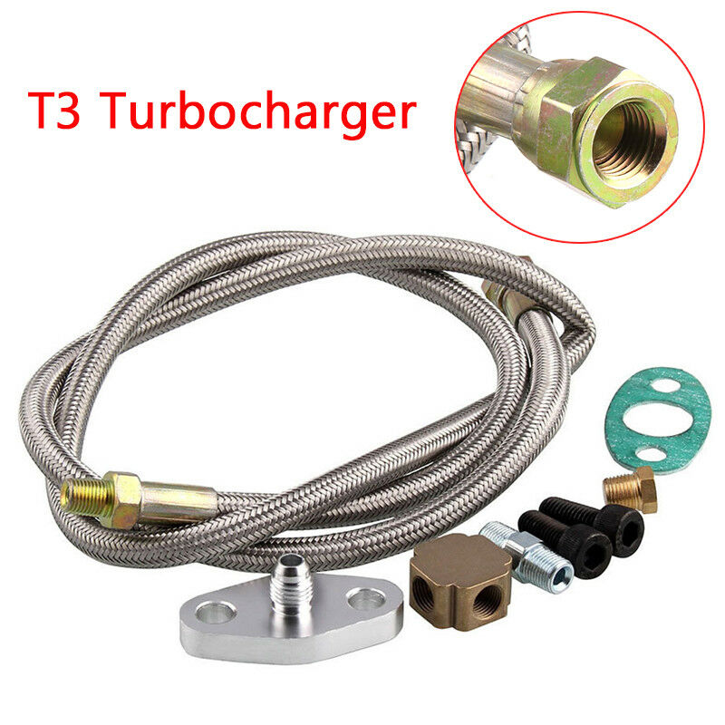 Turbo Oil Inlet Hose Feed Line Fitting Kit 1/8 NPT Adapter For T3 Turbocharger