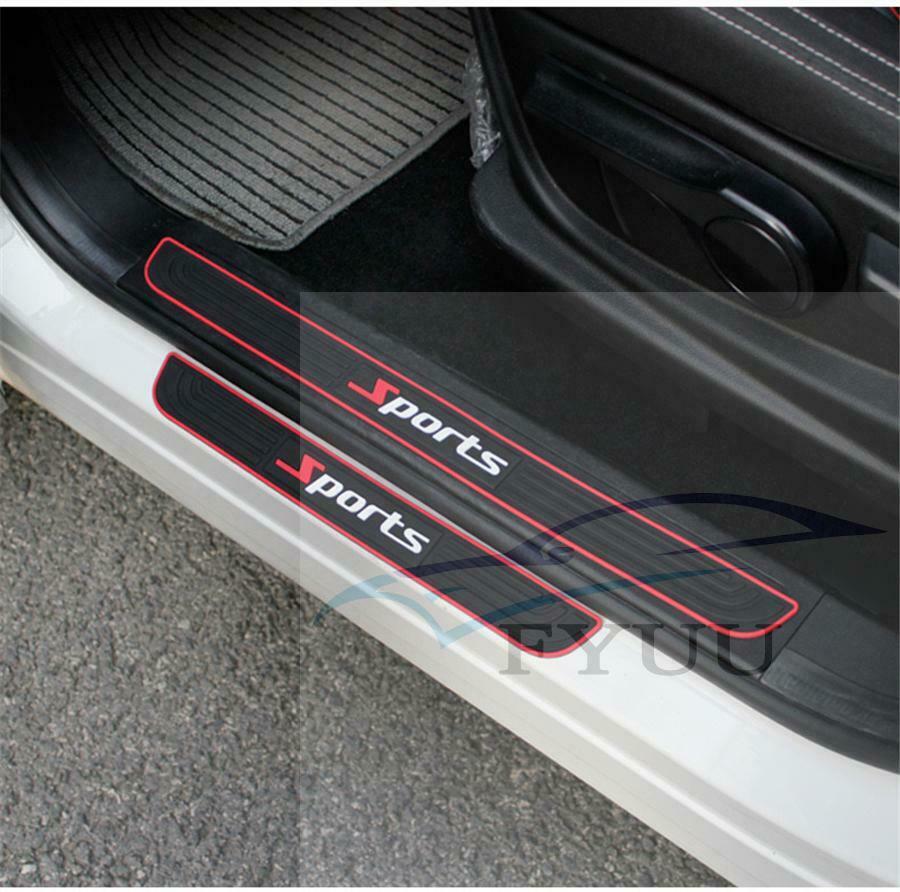 Universal 4PC Black Rubber Car Door Scuff Sill Cover Panel Step Protector Sport