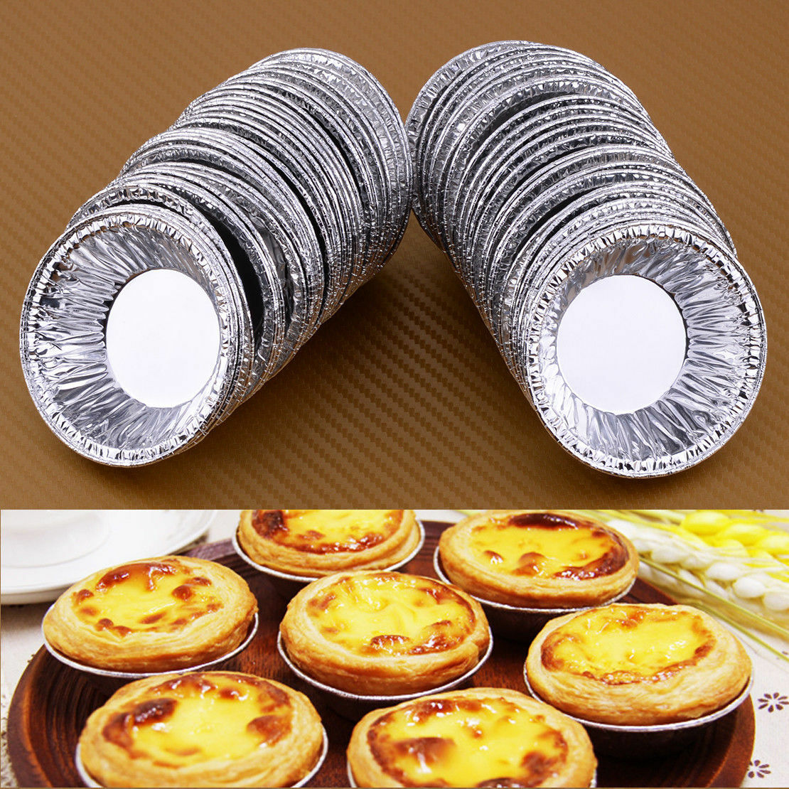 50x Egg Tart Cupcake Cake Cookie Lined Mold Carbon Steel Mould Tin Baking Too