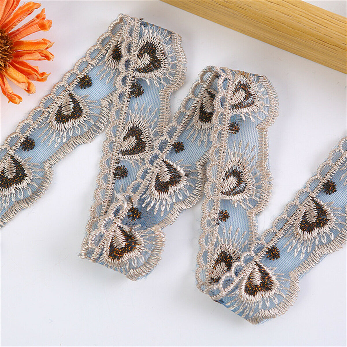 5 Yards Embroidered Lace Trim Ribbon Dress Clothing Sewing Edge Curtain Craft