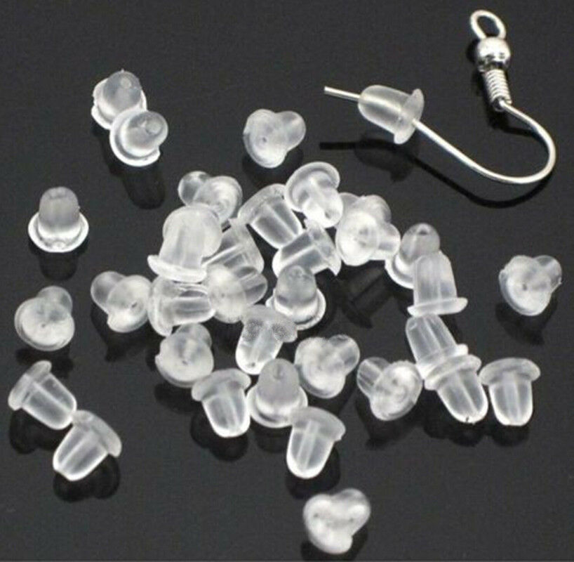 500PCS Lot Silicone Ear Post Nuts Earring Back Plugs Stoppers Jewelry Findings