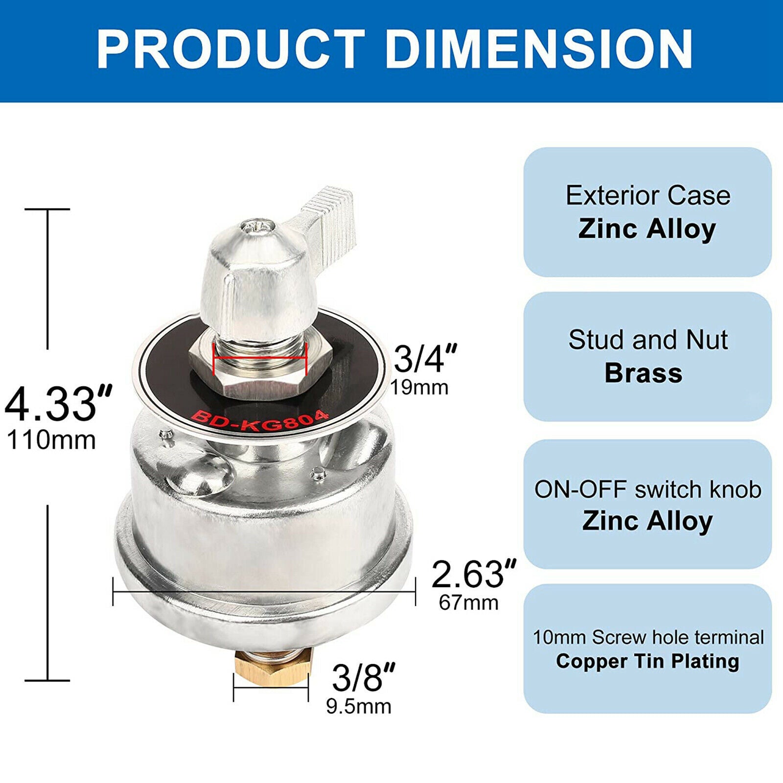 High-Current Master Battery Disconnect Switch Power Cut off Isolator Kill