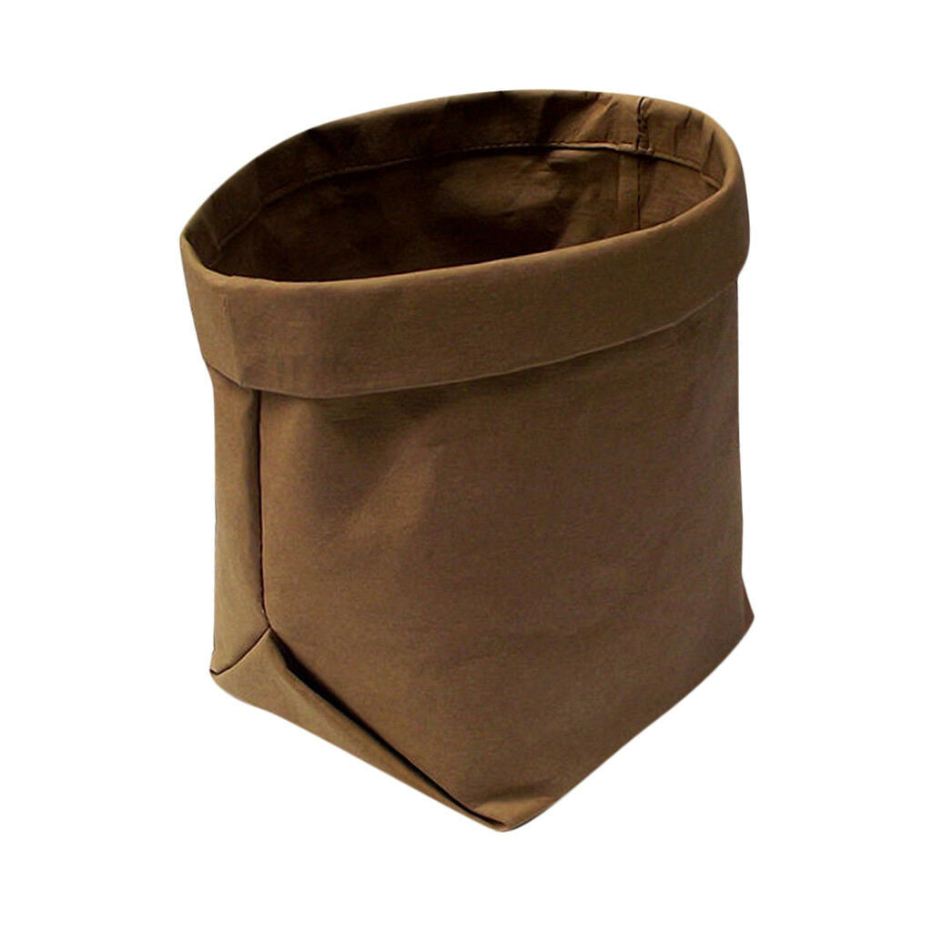 Washable Kraft Paper Bag Home Desk Plant Flowers Pot Holder Pouch Bags M
