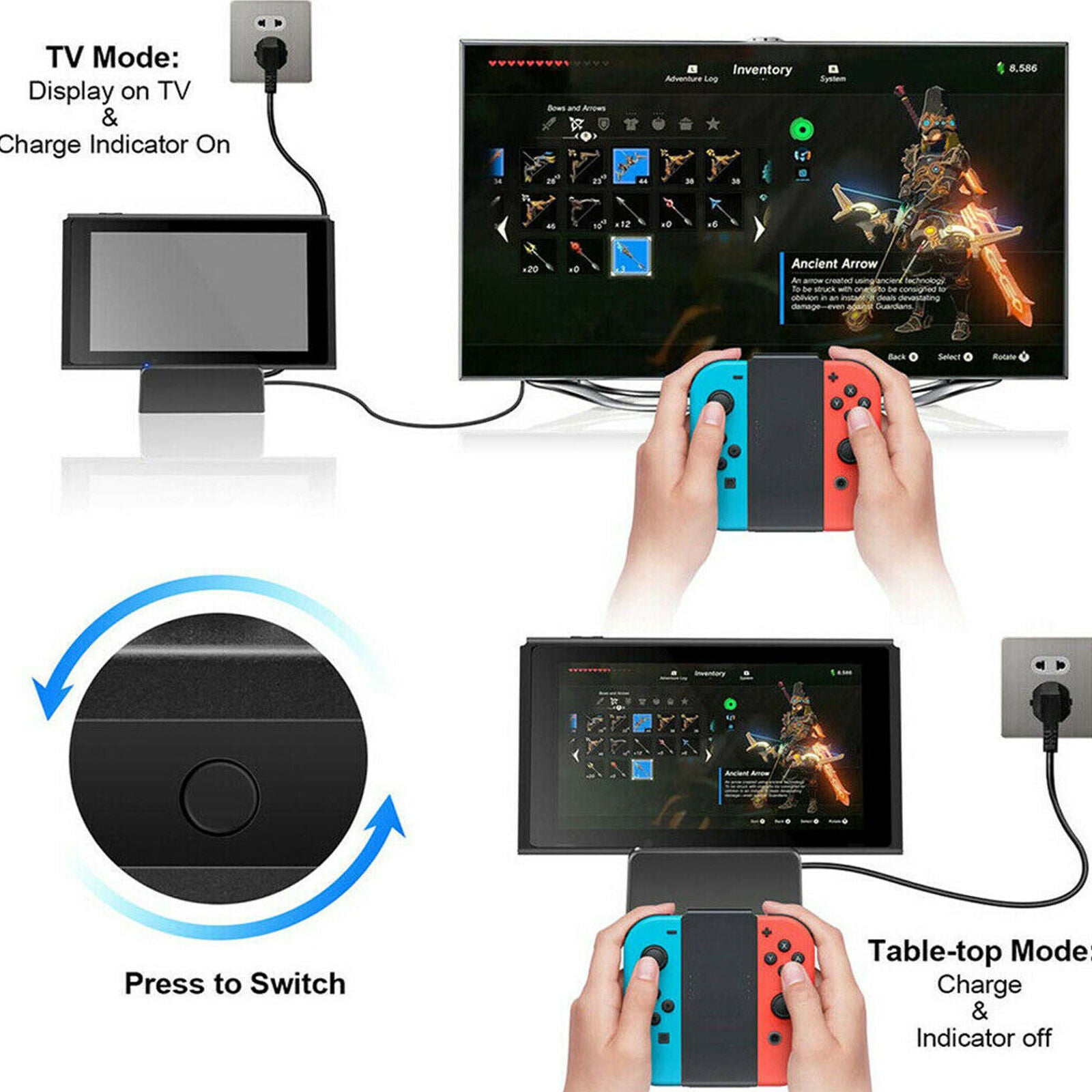 Adapter HDMI TV Docking Station for Nintendo Switch Replacement Charging Dock