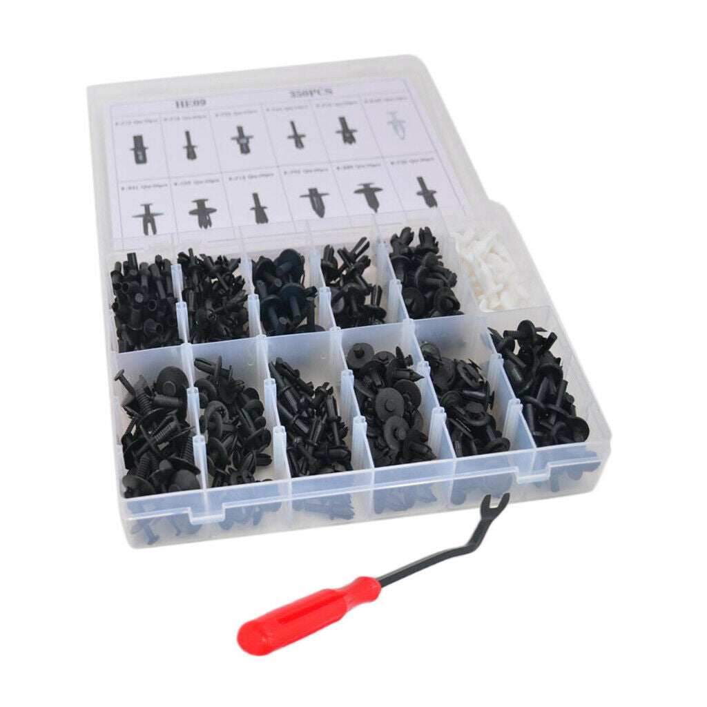 350 Pack Car Body Push Pin Rivet Fasteners Screw Splash Guard Hood Kit