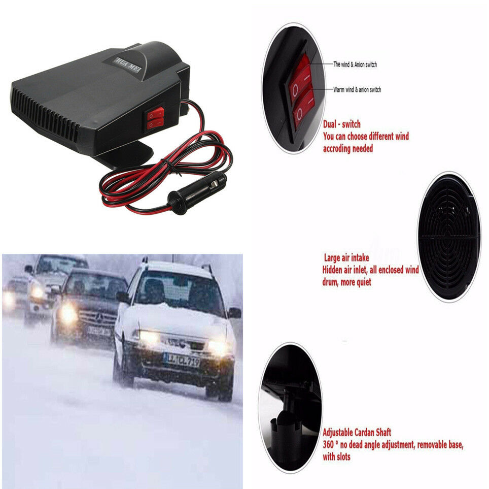 12V/200W Compact Car Fan Heater Cooler Dryer Fan Defroster Demister for Window