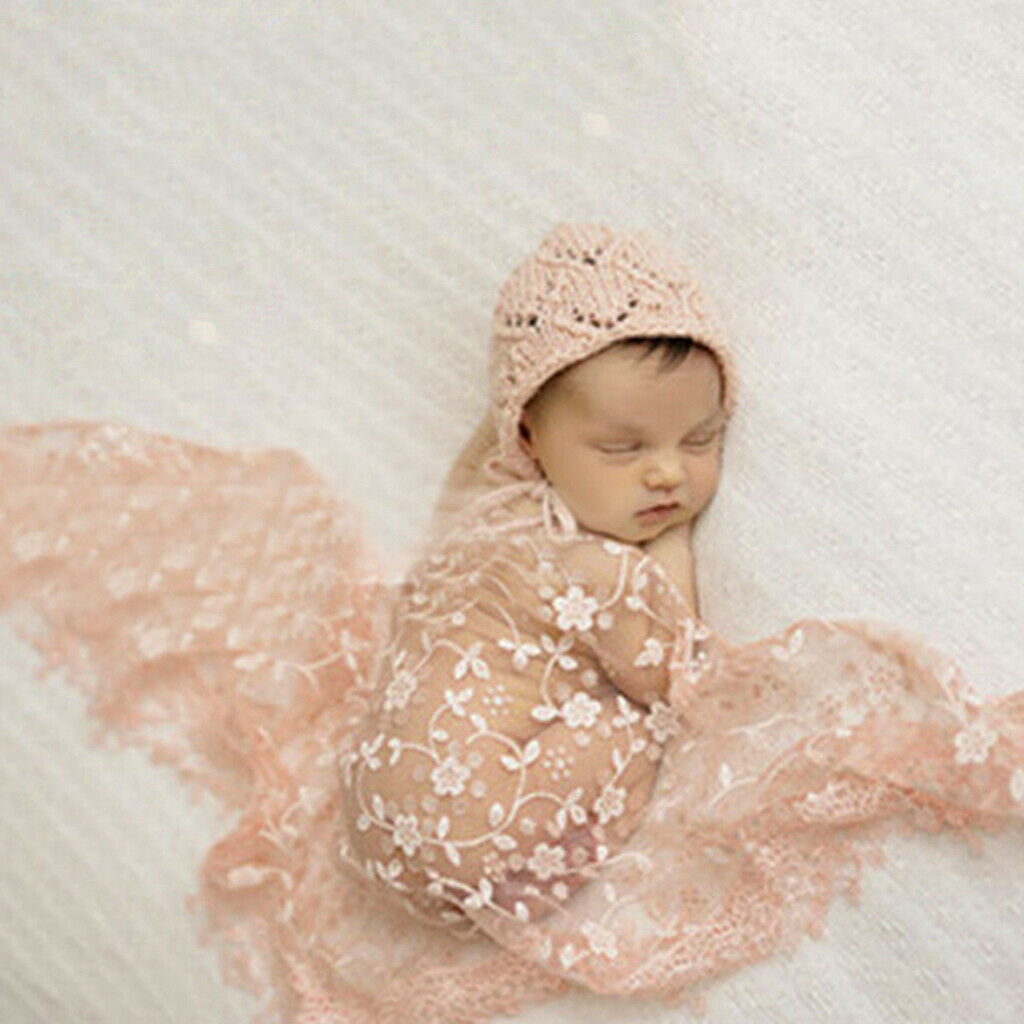 Newborn Baby Soft Silk No-Stretch Lace Trim Wraps Photography Props Coffee