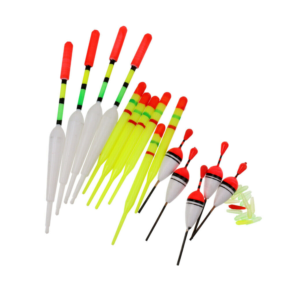Set of 15 Plastic Fishing Floats Slip Drift Tube Indicator Assorted Sizes