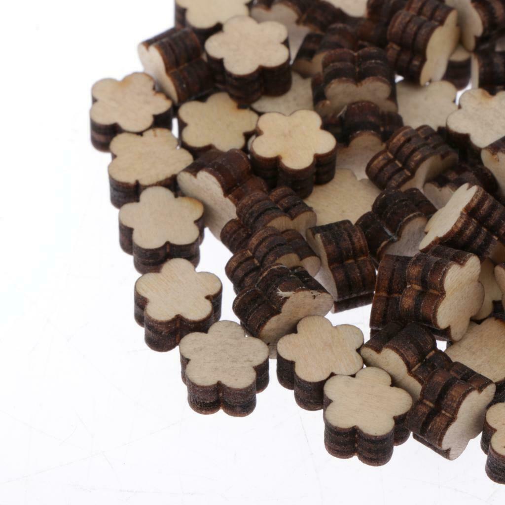 100x Blank Wood Shapes Pieces Cut Wooden Embellishments for DIY Arts Crafts