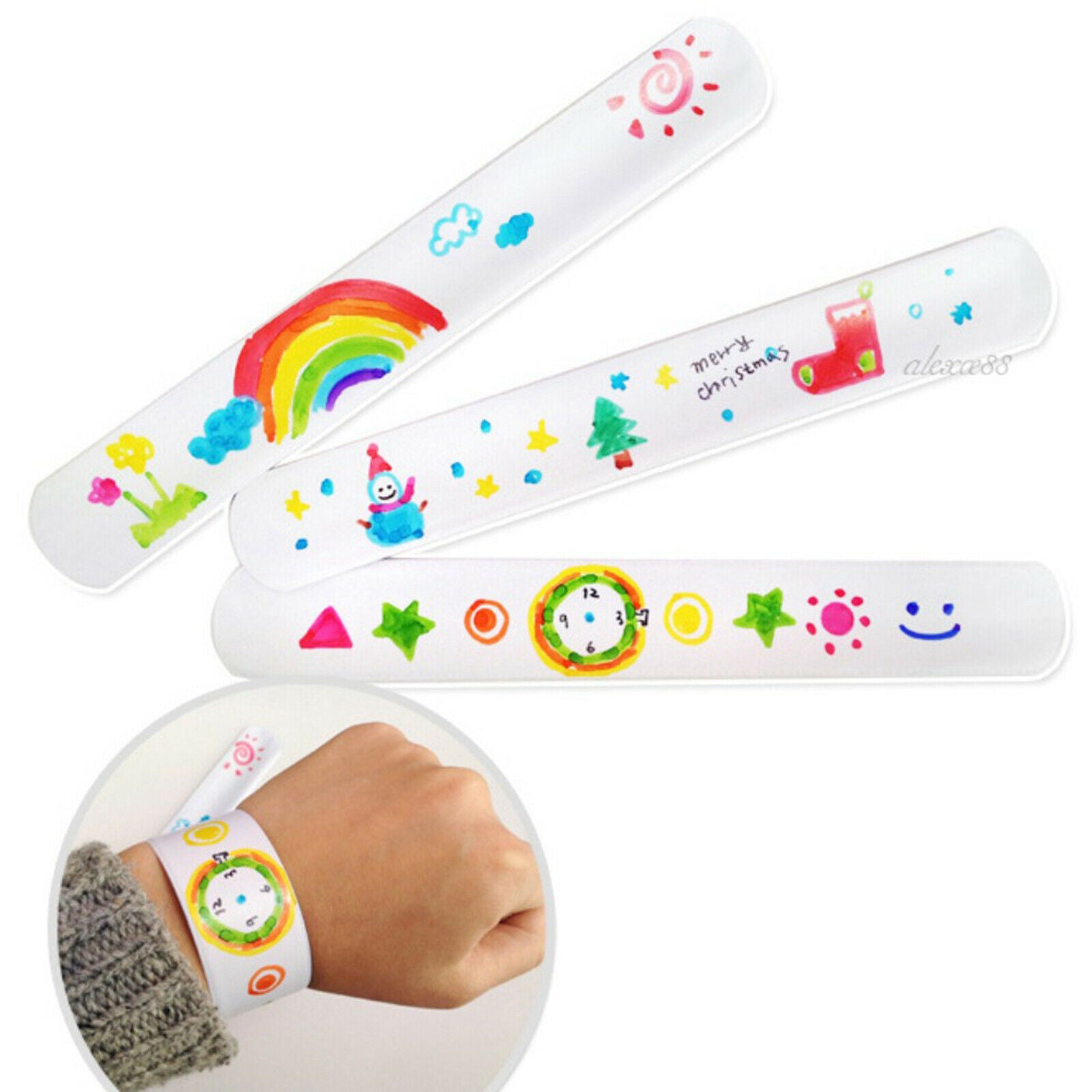 Slap Bracelets 10 Pack White Slap Bracelet Band Soft and Safe for Kids