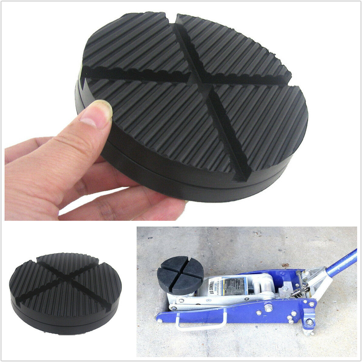 Cross Slotted Frame Rail Floor Jack Disk Rubber Pad for Pinch Weld Side JackPad