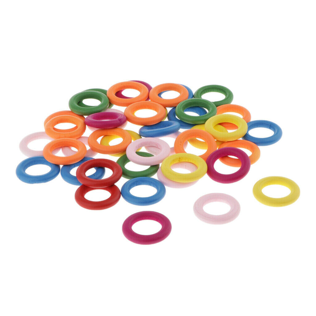 40x Round Mini Wooden Rings Circle Beads â€“Bracelets /Necklace /Earrings DIY